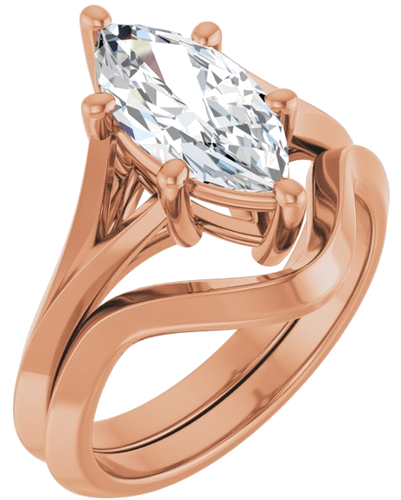 14K Rose 12x6 mm Marquise Solitaire Engagement Ring Mounting (6)