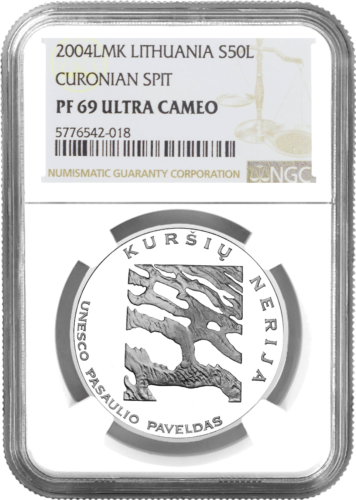 2004 Curonian Spit (UNESCO World Heritage Site) 50 Litas silver coin PF 69 ULTRA CAMEO (1)