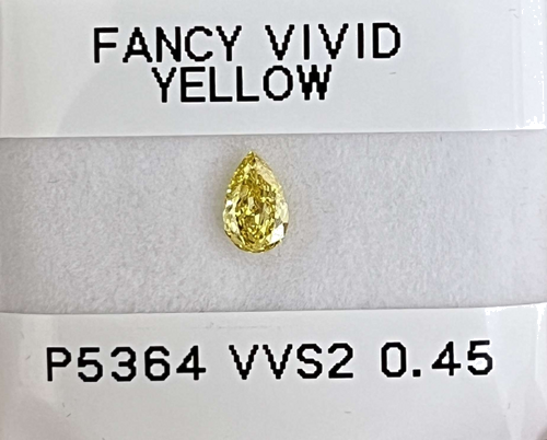 0.45 carat Fancy Vivid  Yellow-VVS2 Natūralus Pear Deimantas (1)