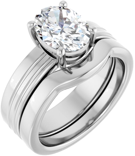 Sužadėtuvių Žiedas „Solitaire“ 950 Platinos Oval 9mm x 7mm (6)