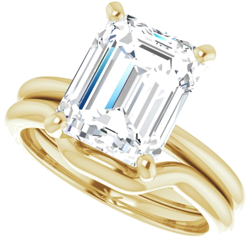 Sužadėtuvių Žiedas „Solitaire“ 585 Geltonojo Aukso Emerald 10mm x 8mm (10)