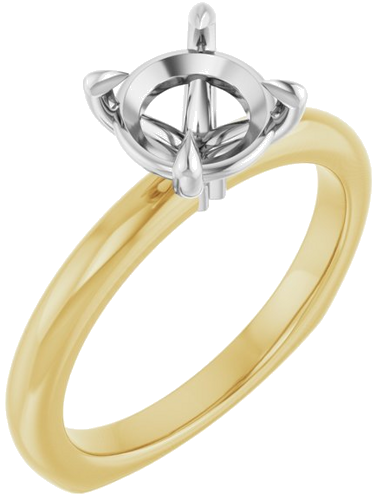 Sužadėtuvių Žiedas „Claw-Prong Euro Shank“ 14k yellow/white gold Round 7.4mm (1)
