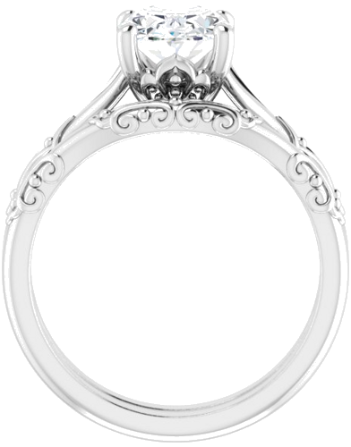 Sužadėtuvių Žiedas „Solitaire Split Shank“ 585 Baltojo Aukso Oval 9mm x 7mm (7)