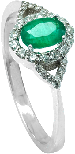 White gold ring with an emerald and diamonds (2)