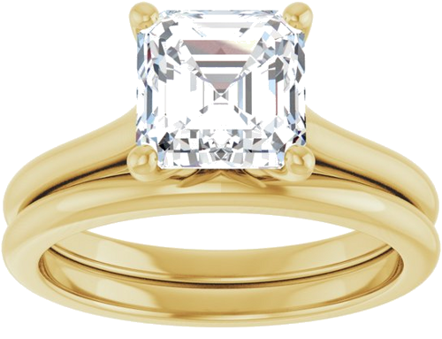 Sužadėtuvių Žiedas „Accented“ 14k yellow gold Asscher 7mm (8)