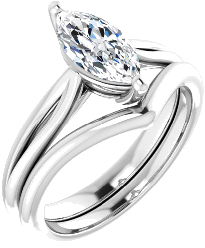 Sužadėtuvių Žiedas „Solitaire“ 14k white gold Marquise 10mm x 5mm (6)