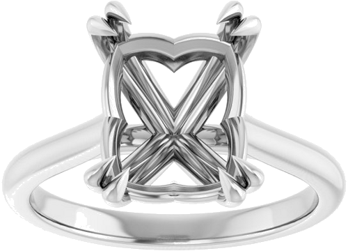 14K White 10x8 mm Emerald Solitaire Engagement Ring Mounting (3)