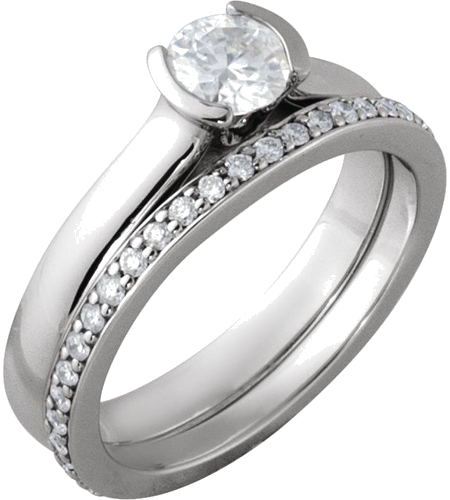 14K White 5.2 mm Round Half Bezel Engagement Ring Mounting (5)