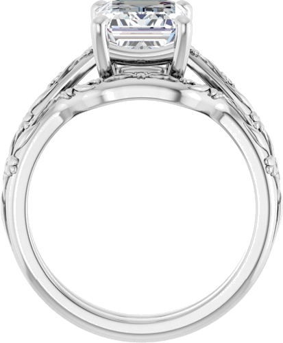 Sužadėtuvių Žiedas „Solitaire“ 14k white gold Emerald 9mm x 7mm (7)