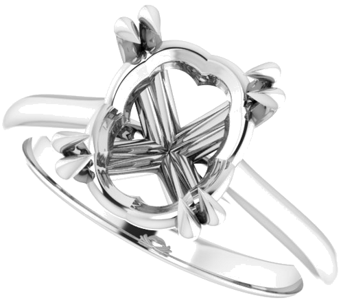 Sužadėtuvių Žiedas „Double Claw-Prong“ 14k white gold Oval 11mm x 9mm (5)