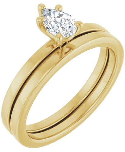 Sužadėtuvių Žiedas „Solitaire“ 14k yellow gold Pear 6mm x 4mm (6)