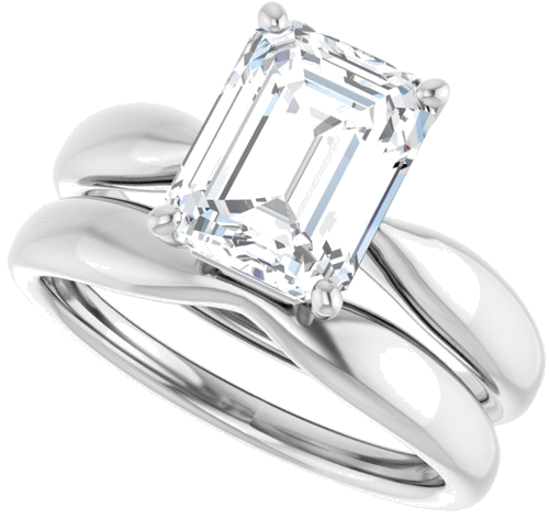 Sužadėtuvių Žiedas „Solitaire“ 585 Baltojo Aukso Emerald 9mm x 7mm (10)