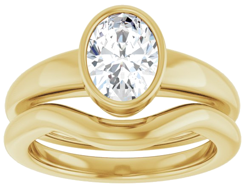 Sužadėtuvių Žiedas „Bezel-Set Solitaire“ 14k yellow gold Oval 8mm x 6mm (8)
