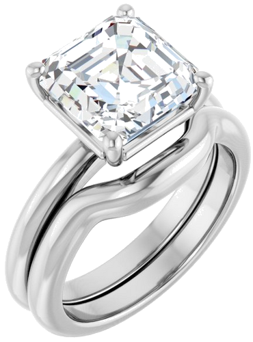 Sužadėtuvių Žiedas 14k white gold Asscher 9mm (6)