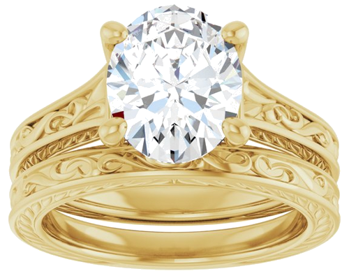 Sužadėtuvių Žiedas „Solitaire Scroll“ 14k yellow gold Oval 10mm x 8mm (8)