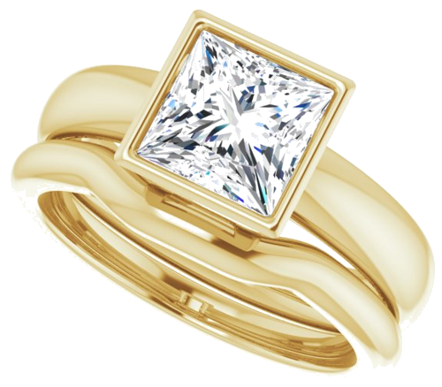 Sužadėtuvių Žiedas „Bezel-Set Solitaire“ 585 Geltonojo Aukso Square 6.5mm (10)