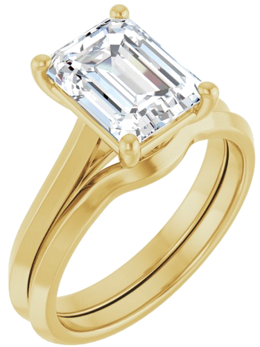 Sužadėtuvių Žiedas „Solitaire“ 585 Geltonojo Aukso Emerald 9mm x 7mm (6)