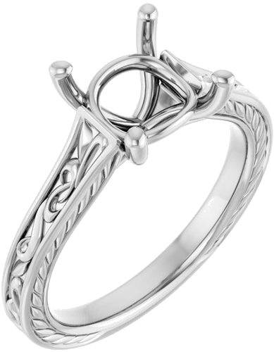 Sužadėtuvių Žiedas „Solitaire Scroll“ 14k white gold Square 6.5mm (1)
