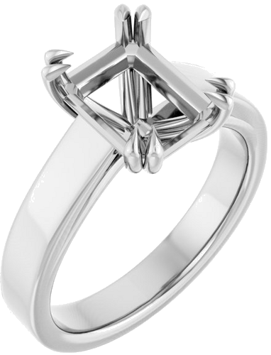 14K White 9x7 mm Emerald Engagement Ring Mounting (1)