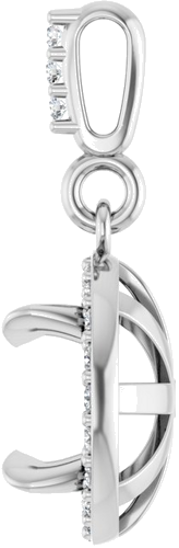 14K White 7 mm Round .08 CTW Natural Diamond Semi-Set Halo-Style Pendant (3)