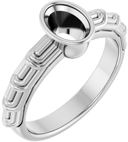 14K White 7 x 5 mm Oval Solitaire Engagement Ring Mounting (1)