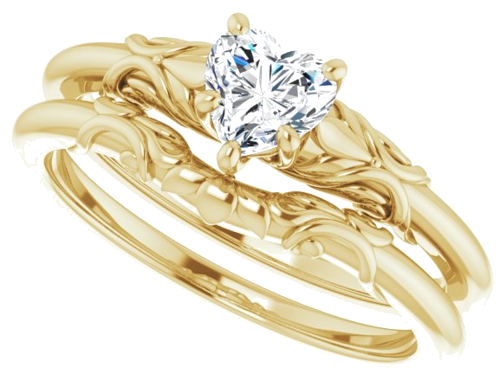 Sužadėtuvių Žiedas „Solitaire“ 585 Geltonojo Aukso Heart Shape 5mm (10)