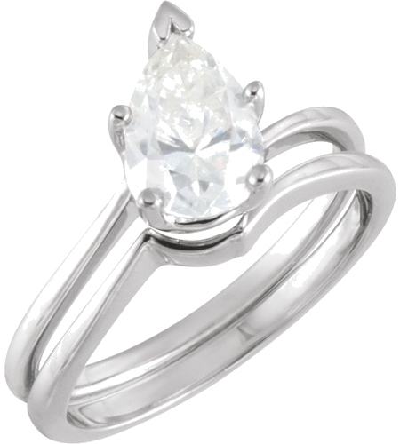 Sužadėtuvių Žiedas „V-End Solitaire“ 14k white gold Pear 9mm x 6mm (5)