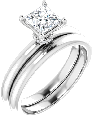 Sužadėtuvių Žiedas „Accented“ 14k white gold Square 5mm (6)