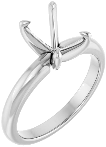 14K White 8x6 mm Emerald Solitaire Engagement Ring Mounting (1)