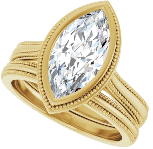 Sužadėtuvių Žiedas „Bezel-Set Solitaire“ 14k yellow gold Marquise 13mm x 6.5mm (10)