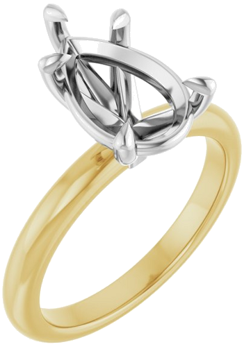 14K Yellow White 12x8 mm Pear Solitaire Engagement Ring Mounting (1)