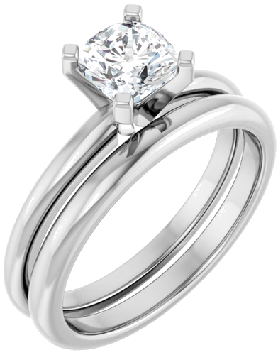 Sužadėtuvių Žiedas 10k white gold Cushion 5.5mm (6)
