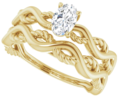 Sužadėtuvių Žiedas „Infinity-Inspired“ 417 Geltonojo Aukso Oval 6mm x 4mm (10)