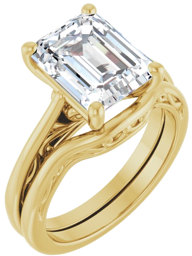 14K Yellow 10x8 mm Emerald Solitaire Engagement Ring Mounting (6)