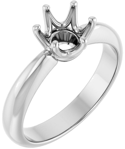 Sužadėtuvių Žiedas „Solitaire Crown-Inspired“ 14k white gold Round 6.5mm (1)