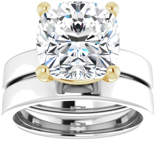 Sužadėtuvių Žiedas „Solitaire“ 14k white/yellow gold Cushion 10mm (8)