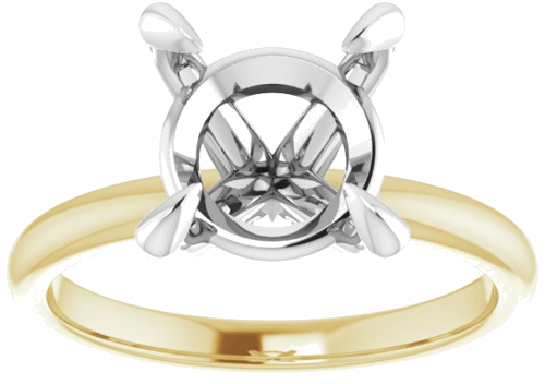 14K Yellow White 9.4 mm Round Engagement Ring Mounting (3)
