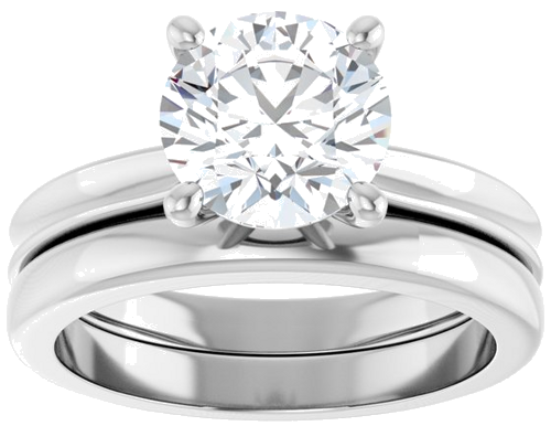 Sužadėtuvių Žiedas 14k white gold Round 8mm (8)