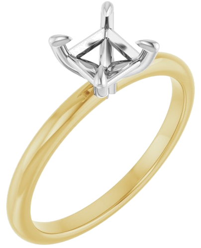 14K Yellow White 5 x 5 mm Square Engagement Ring Mounting (1)
