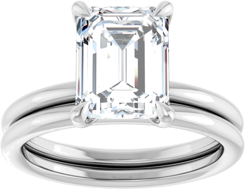 Sužadėtuvių Žiedas „Claw-Prong Solitaire“ 14k white gold Emerald 9mm x 7mm (8)
