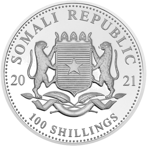 1 oz Leopardas 2021 Somalis 100 šilingų sidabrinė moneta (2)