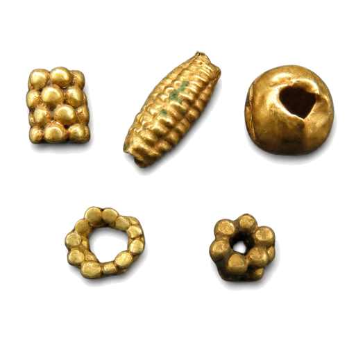 Gold decorative beads (5 pcs.), 5 mm, Ancient Rome (1)