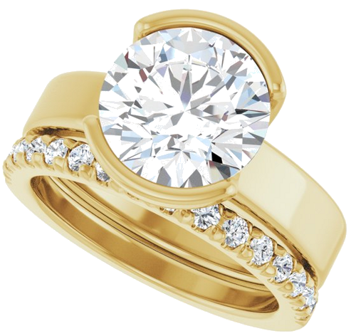 Sužadėtuvių Žiedas „Half-Bezel Solitaire“ 18k yellow gold Round 9.4mm (10)
