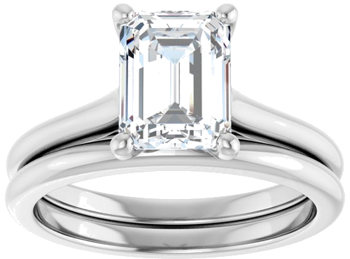 Sužadėtuvių Žiedas „Accented“ 18k white gold Emerald 8mm x 6mm (8)