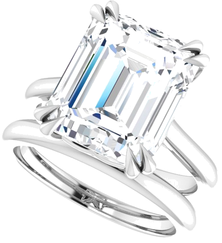 Sužadėtuvių Žiedas „Double Claw-Prong“ 10k white gold Emerald 12mm x 10mm (10)