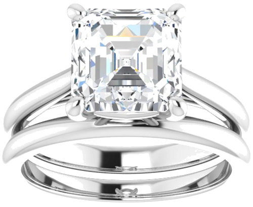 Sužadėtuvių Žiedas „Solitaire“ 585 Baltojo Aukso Asscher 8mm (8)