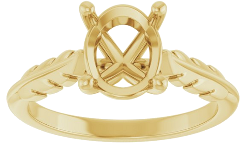 Sužadėtuvių Žiedas „Solitaire Leaf“ 14k yellow gold Oval 9mm x 7mm (3)