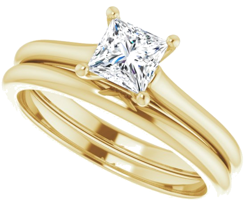 Sužadėtuvių Žiedas „Accented“ 14k yellow gold Square 4.5mm (10)