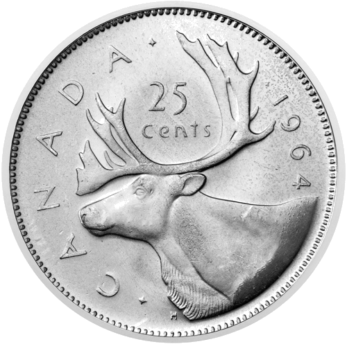 1953-1964 Kanada Elžbieta II 25 centų sidabrinė moneta (1)