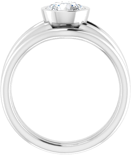 Sužadėtuvių Žiedas „Bezel-Set Solitaire“ 585 Baltojo Aukso Round 6.5mm (7)